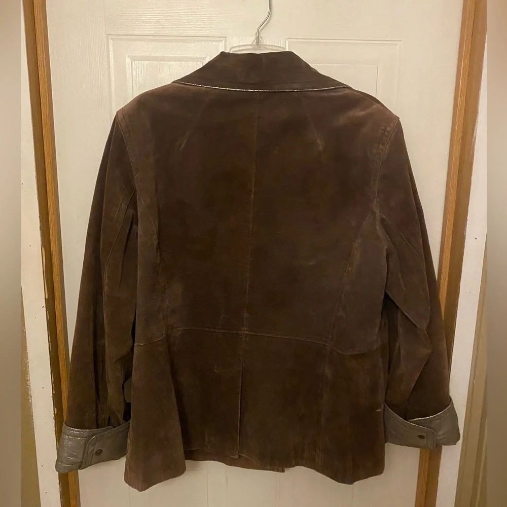 Terry Lewis Classic Luxuries Brown Suede Blazer with Metallic Trim